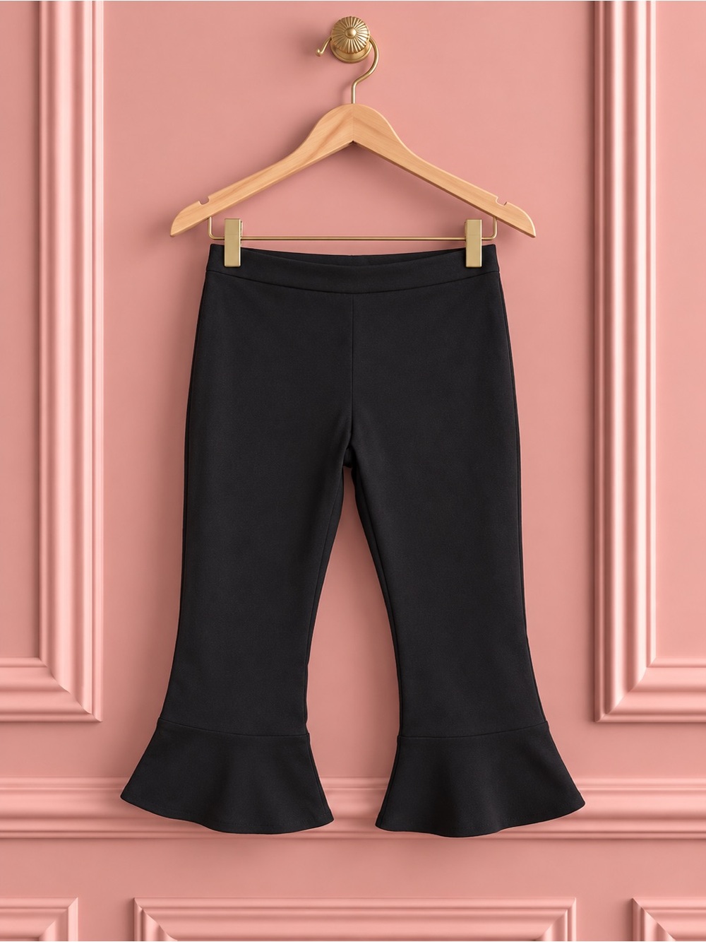 Anthropologie x The Coverii Black Cropped Ruffle Hem Pants Size M